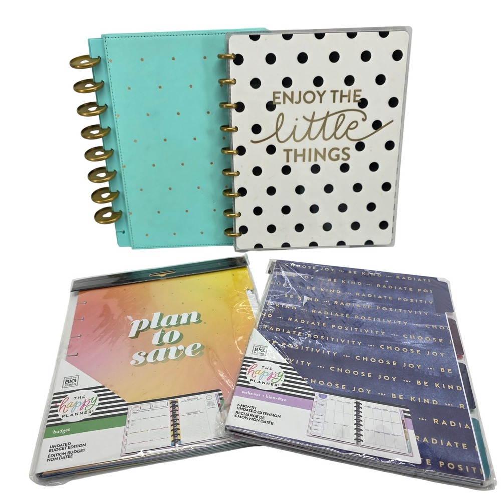 The Happy Planner Lot of 4 Organizers Undated Calendar Extension Wellness Budget